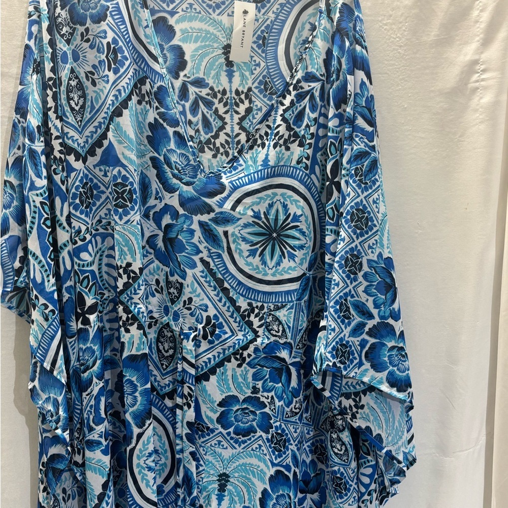 Lane Bryant Blue Patterned Swim Cover-Up - Picture 2 of 7